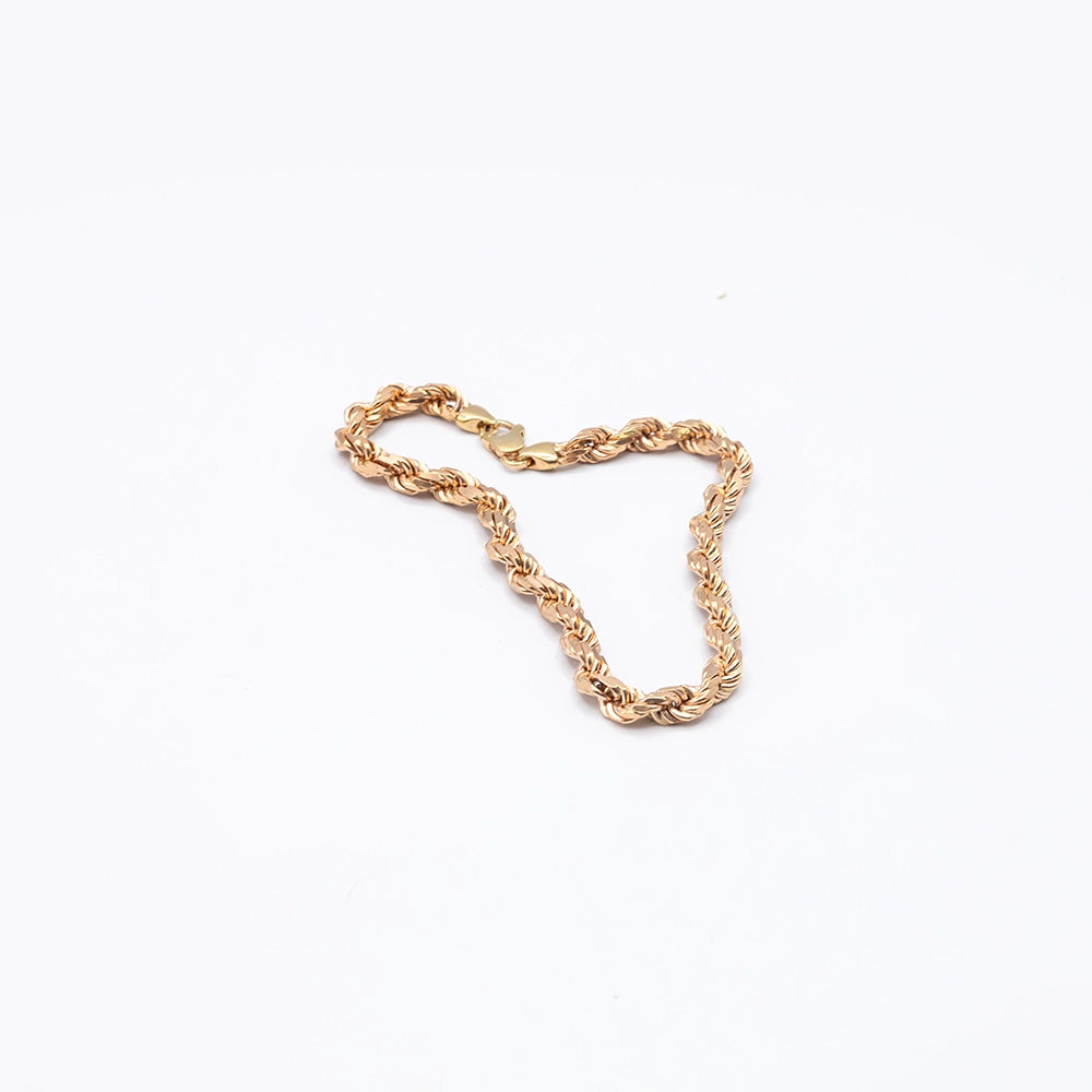 9k Rose Gold Rope Chain Bracelet | 8.5"