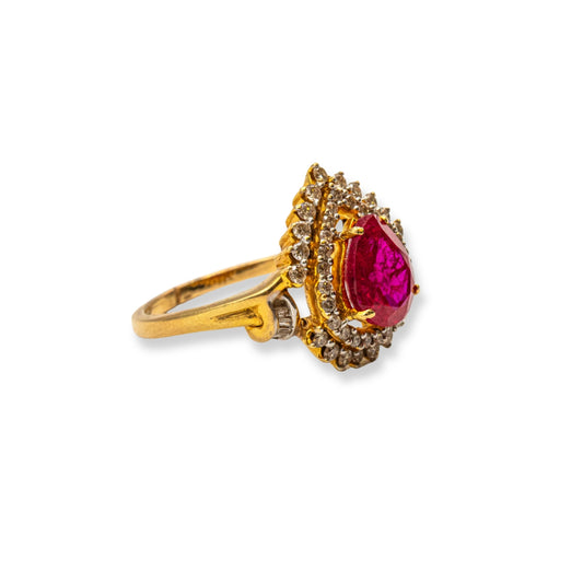 Yellow Gold Ruby and Diamond Pre-Owned Ring