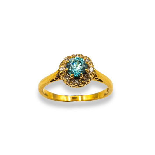 Aquamarine & Diamond Yellow Gold Pre-Owned Ring