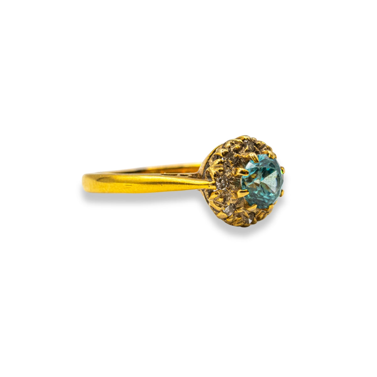 Aquamarine & Diamond Yellow Gold Pre-Owned Ring