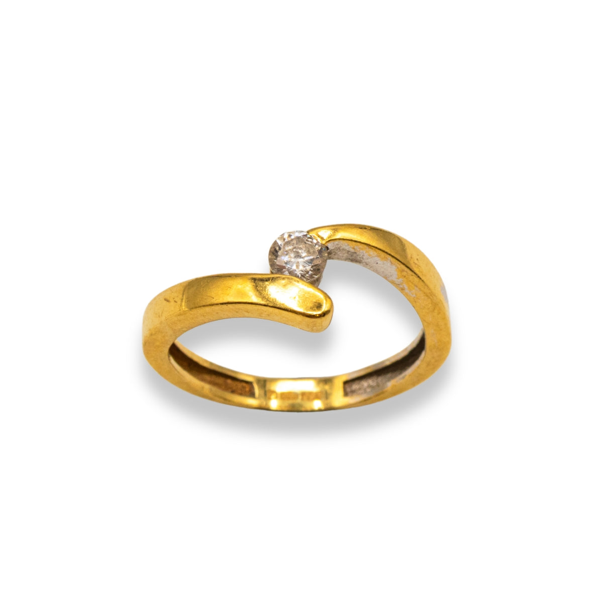 Diamond Curved Band Yellow Gold Pre-Owned Ring