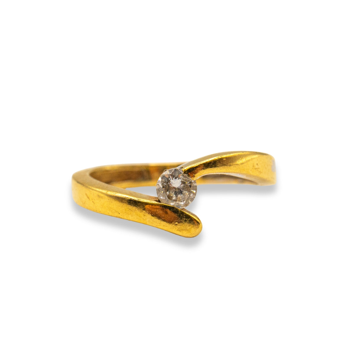 Diamond Curved Band Yellow Gold Pre-Owned Ring