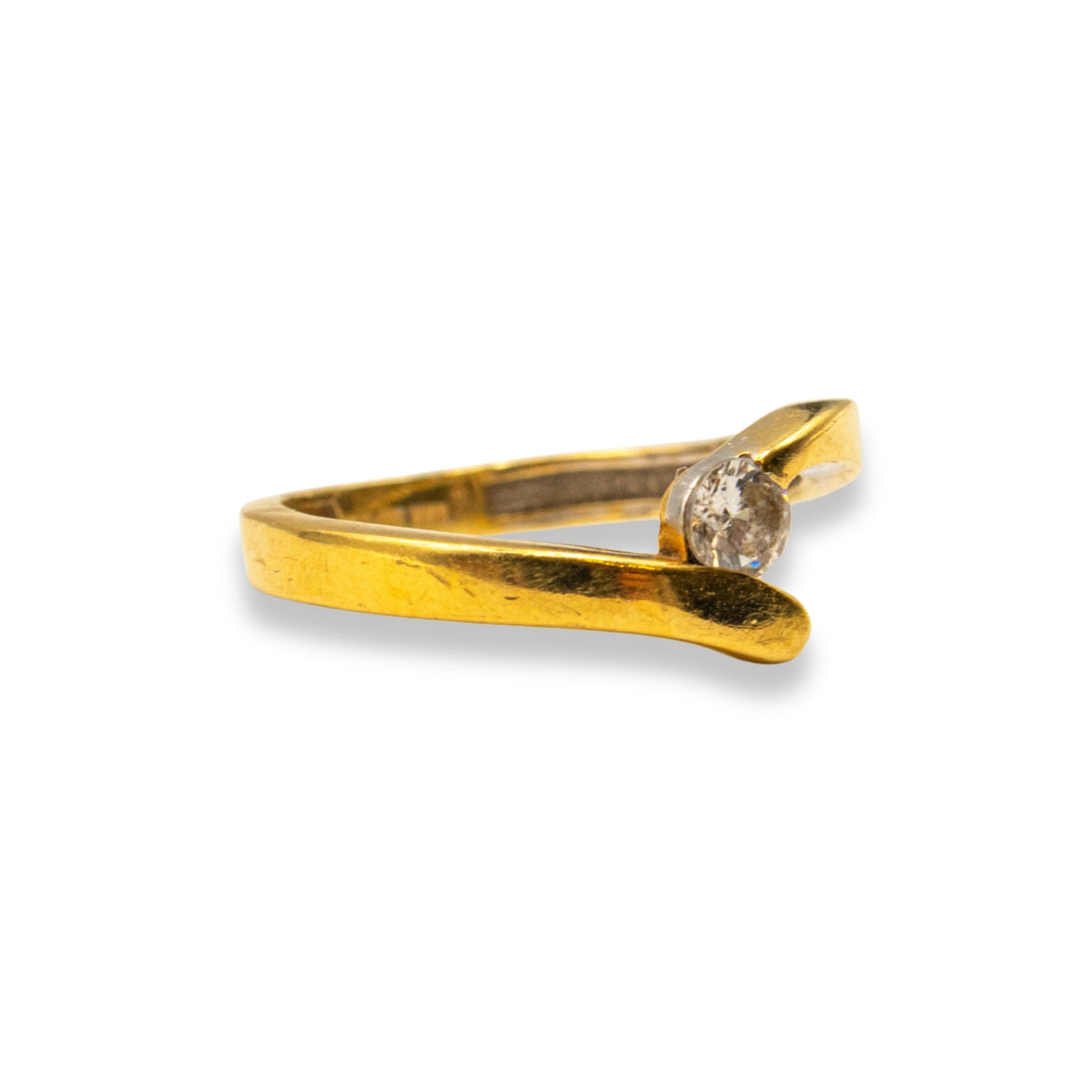 Diamond Curved Band Yellow Gold Pre-Owned Ring
