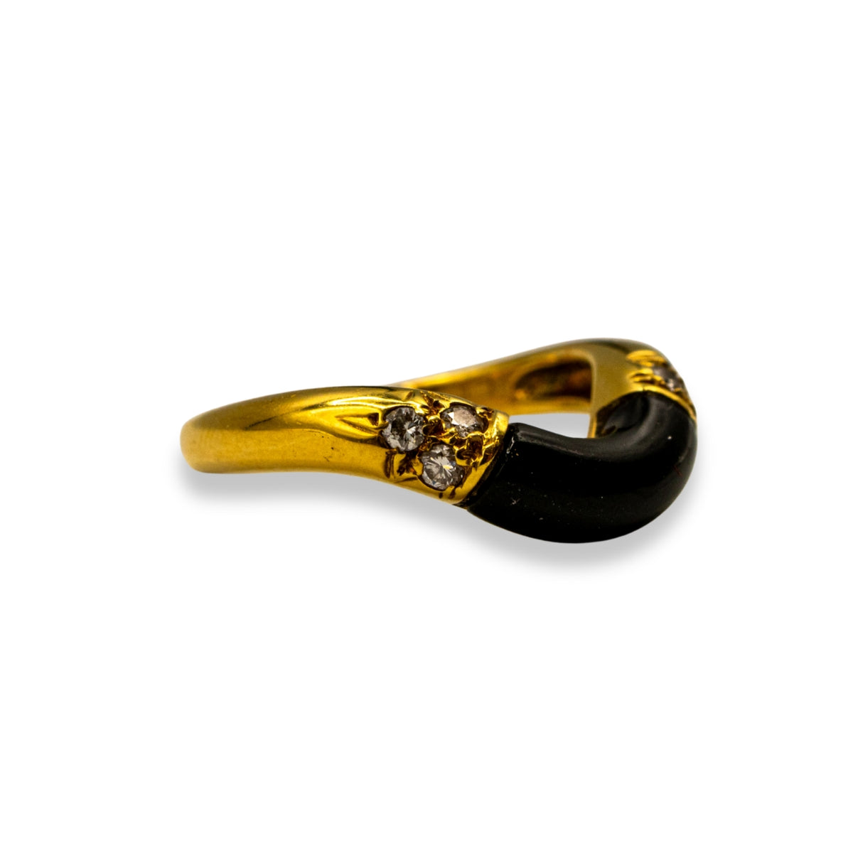 Diamond Yellow Gold Curved Band Pre-Owned Ring