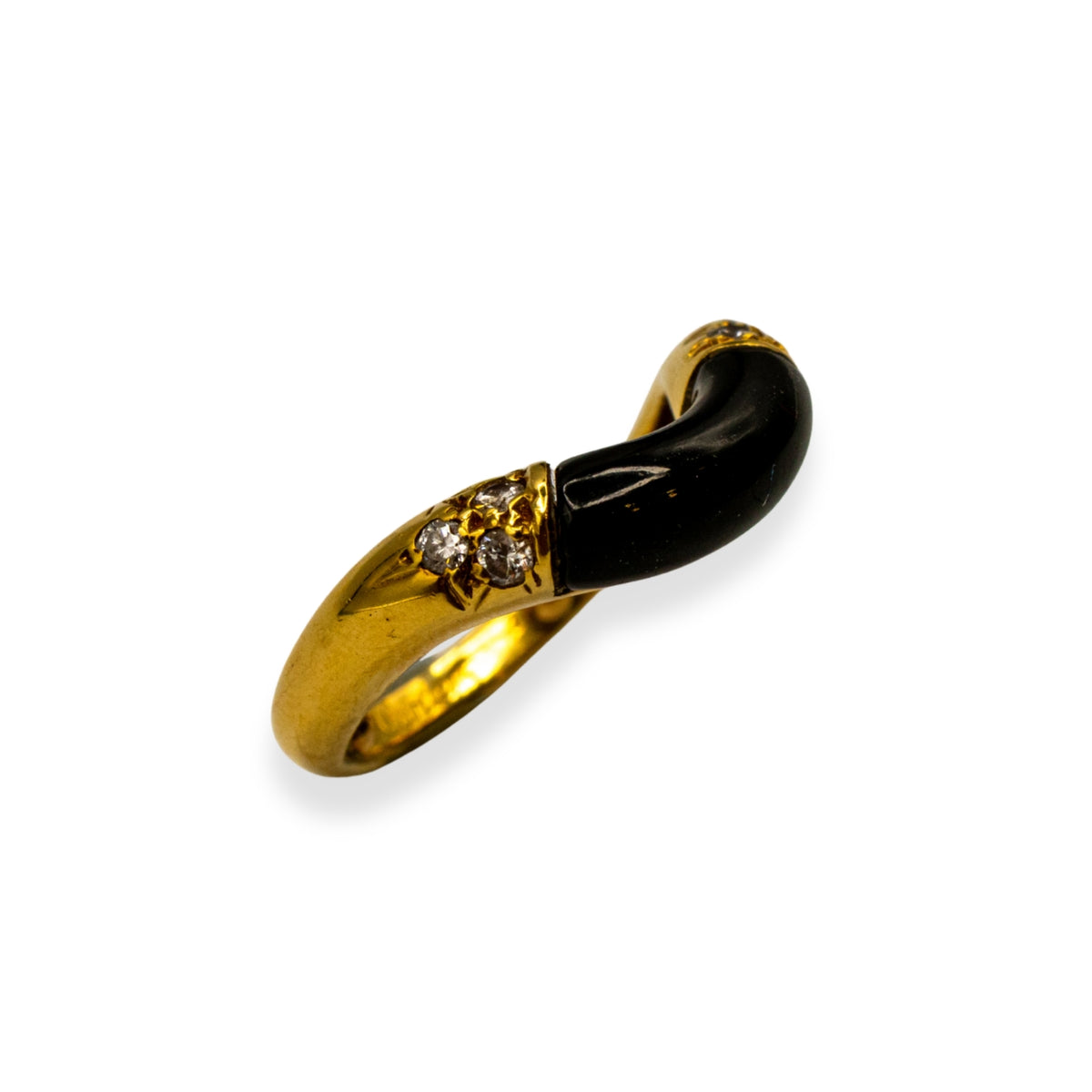 Diamond Yellow Gold Curved Band Pre-Owned Ring