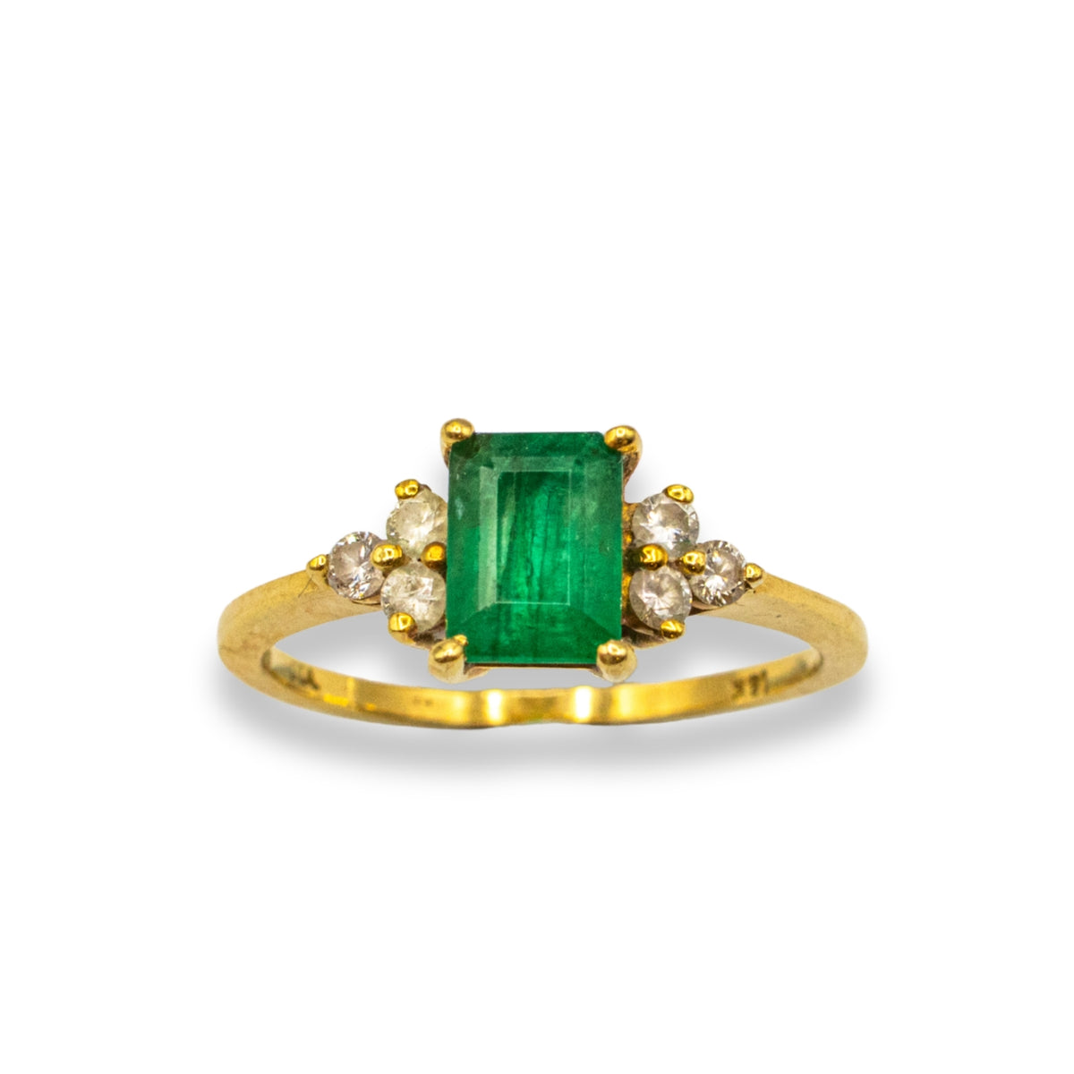 Emerald & Diamond Yellow Gold Pre-Owned Ring