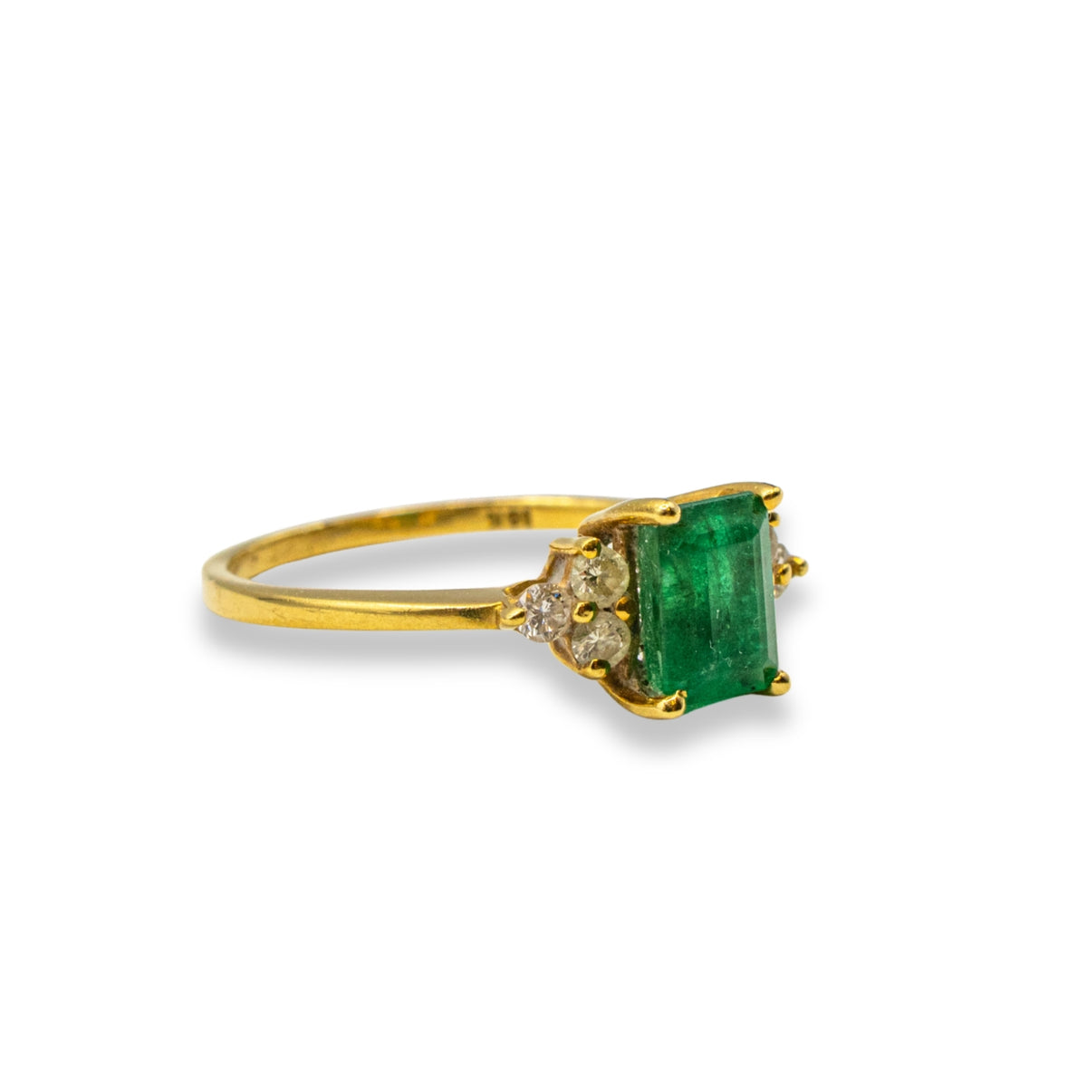 Emerald & Diamond Yellow Gold Pre-Owned Ring
