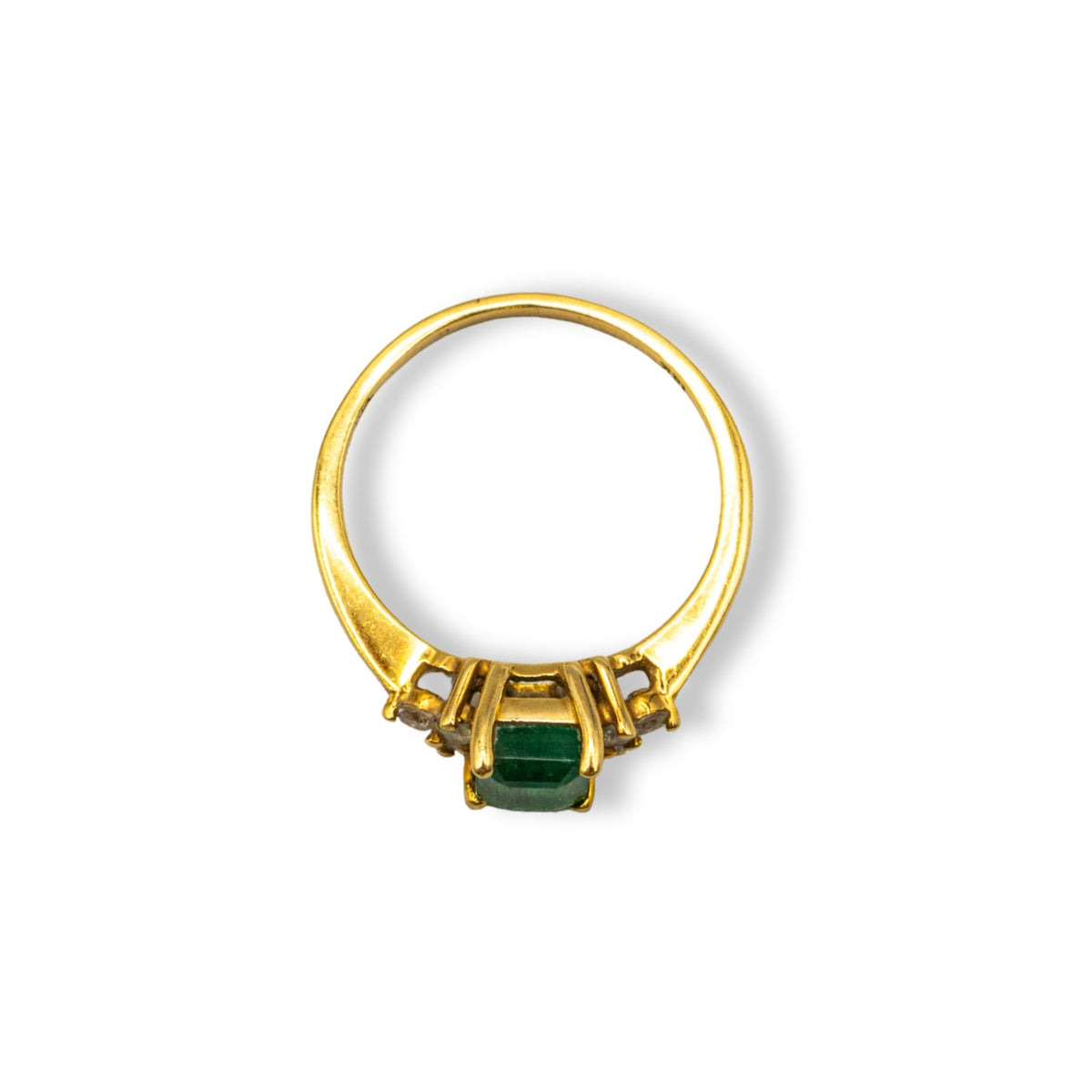 Emerald & Diamond Yellow Gold Pre-Owned Ring
