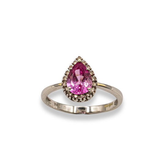Pear Diamond Halo Pre-Owned Ring