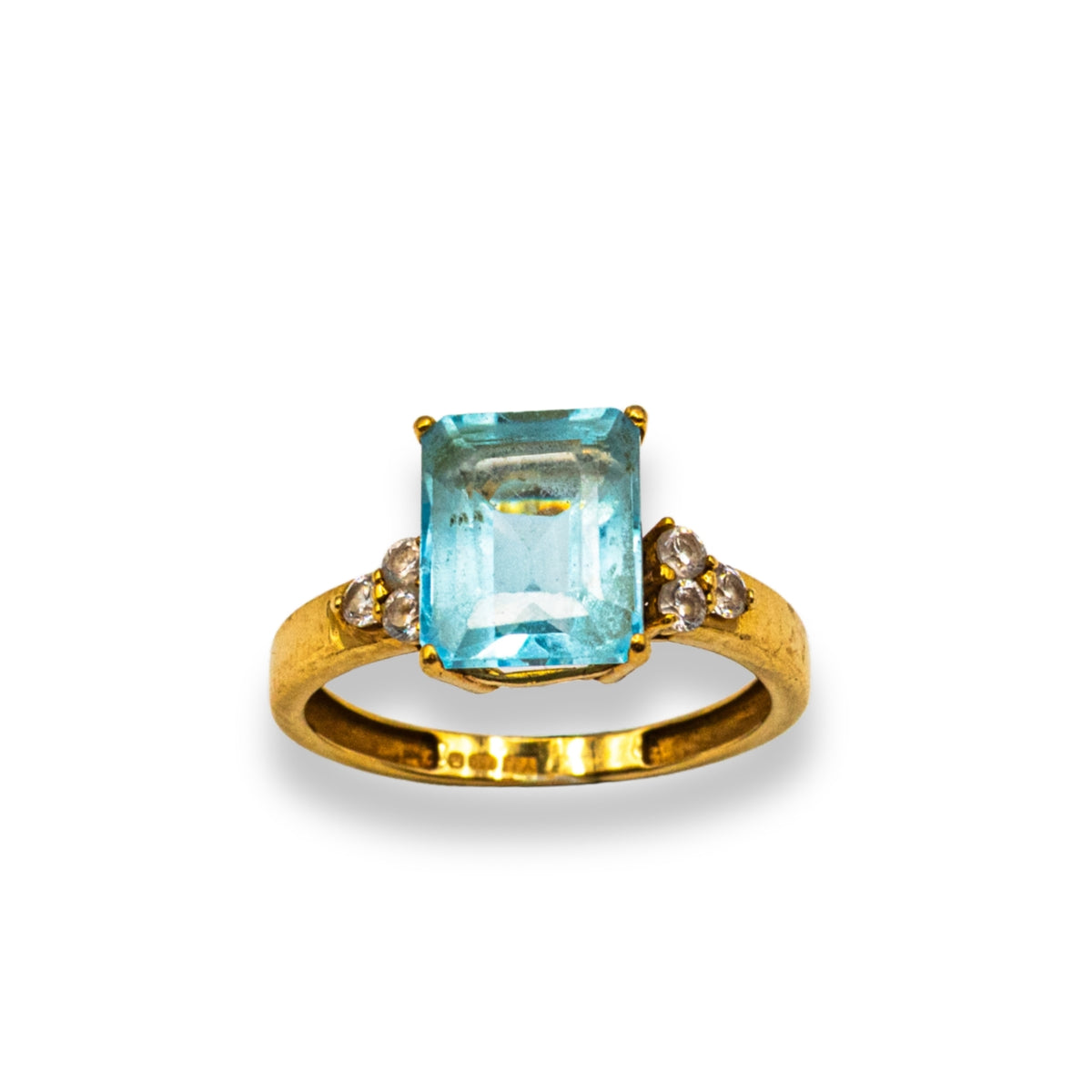 Emerald Aquamarine & Diamond Yellow Gold Pre-Owned Ring