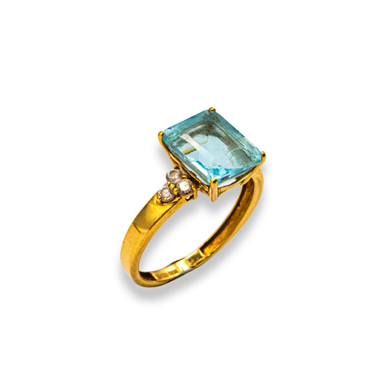 Emerald Aquamarine & Diamond Yellow Gold Pre-Owned Ring