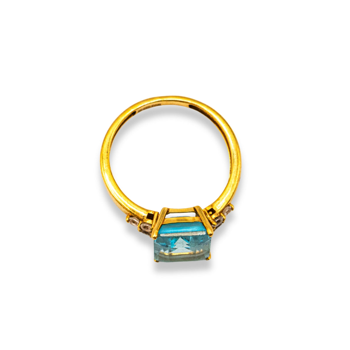 Emerald Aquamarine & Diamond Yellow Gold Pre-Owned Ring