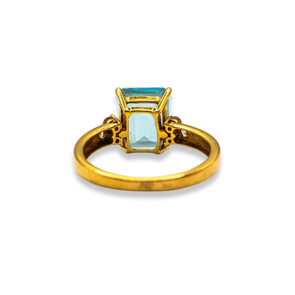 Emerald Aquamarine & Diamond Yellow Gold Pre-Owned Ring