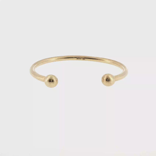 9ct Yellow Gold Open Torque Bangle with Ball Ends